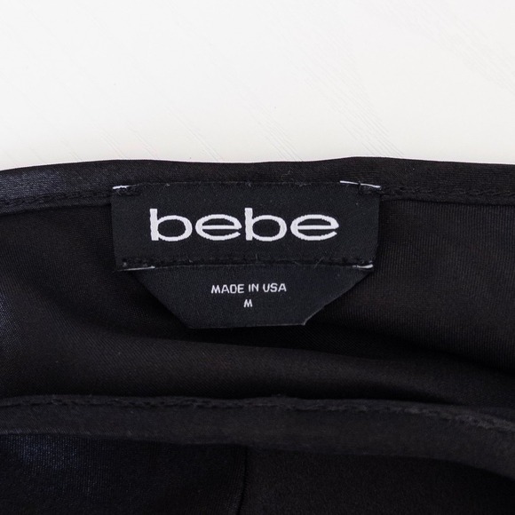 Y2K Bebe Womens Dress Size M Black Satin Slip Midi Minimalist 90s Party Cowl - Picture 7 of 8